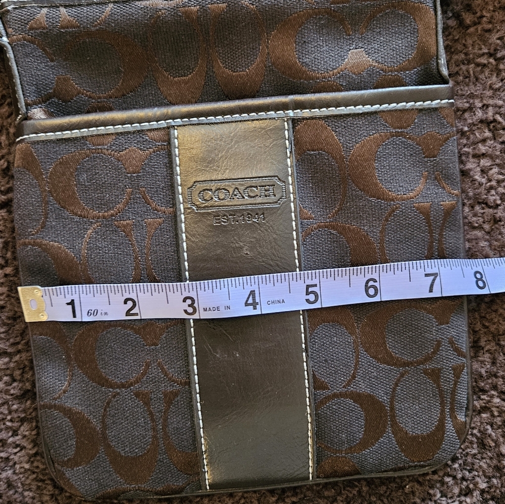 Coach Brown Cross Body Bag, NWOT. Measurements In Pics - Picture 12 of 13